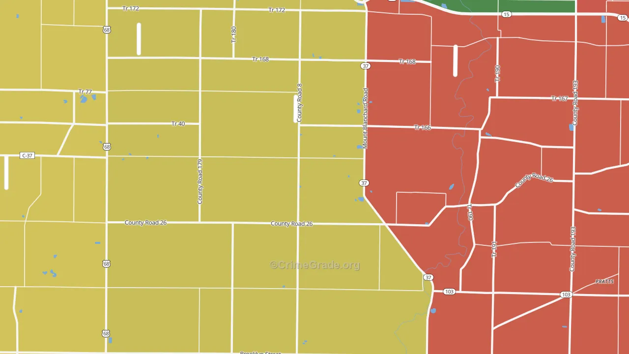 Houcktown, OH Map of Theft Rates