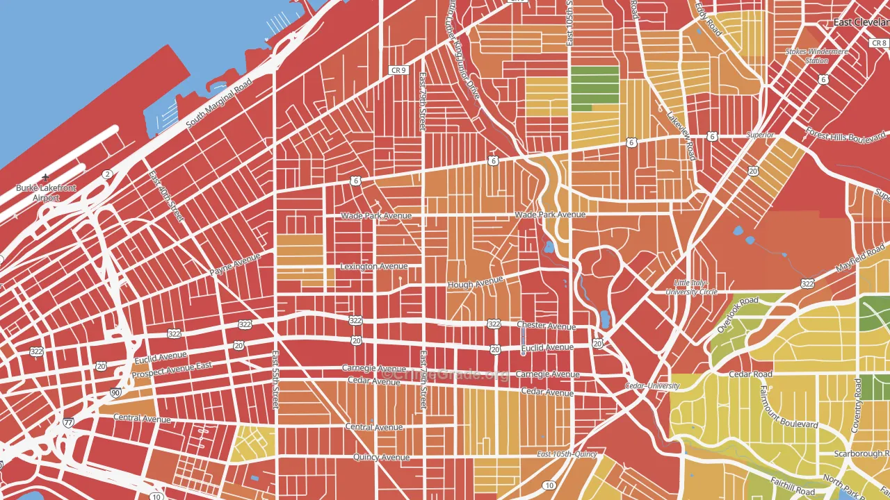Hough, Cleveland, OH Map of Theft Rates