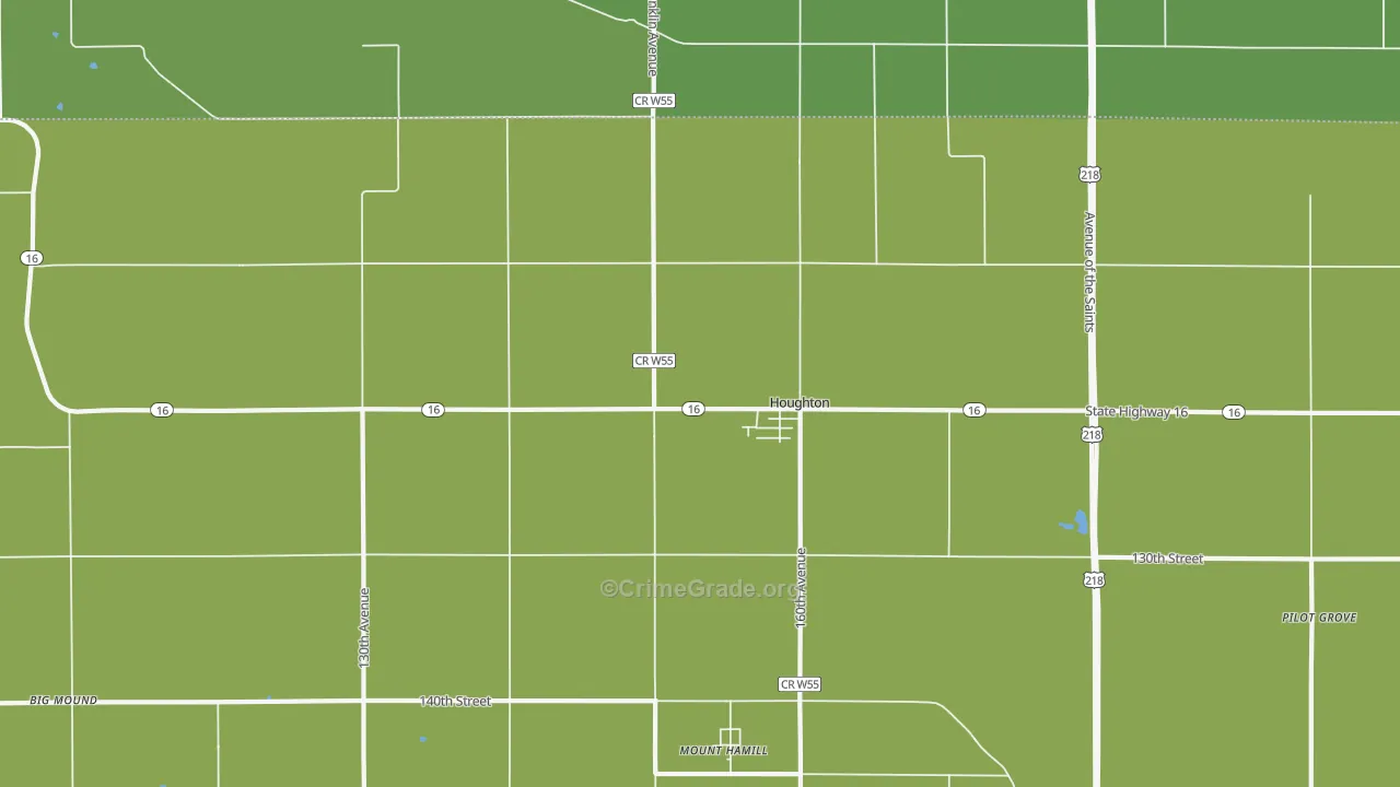 Houghton, IA Map of Theft Rates
