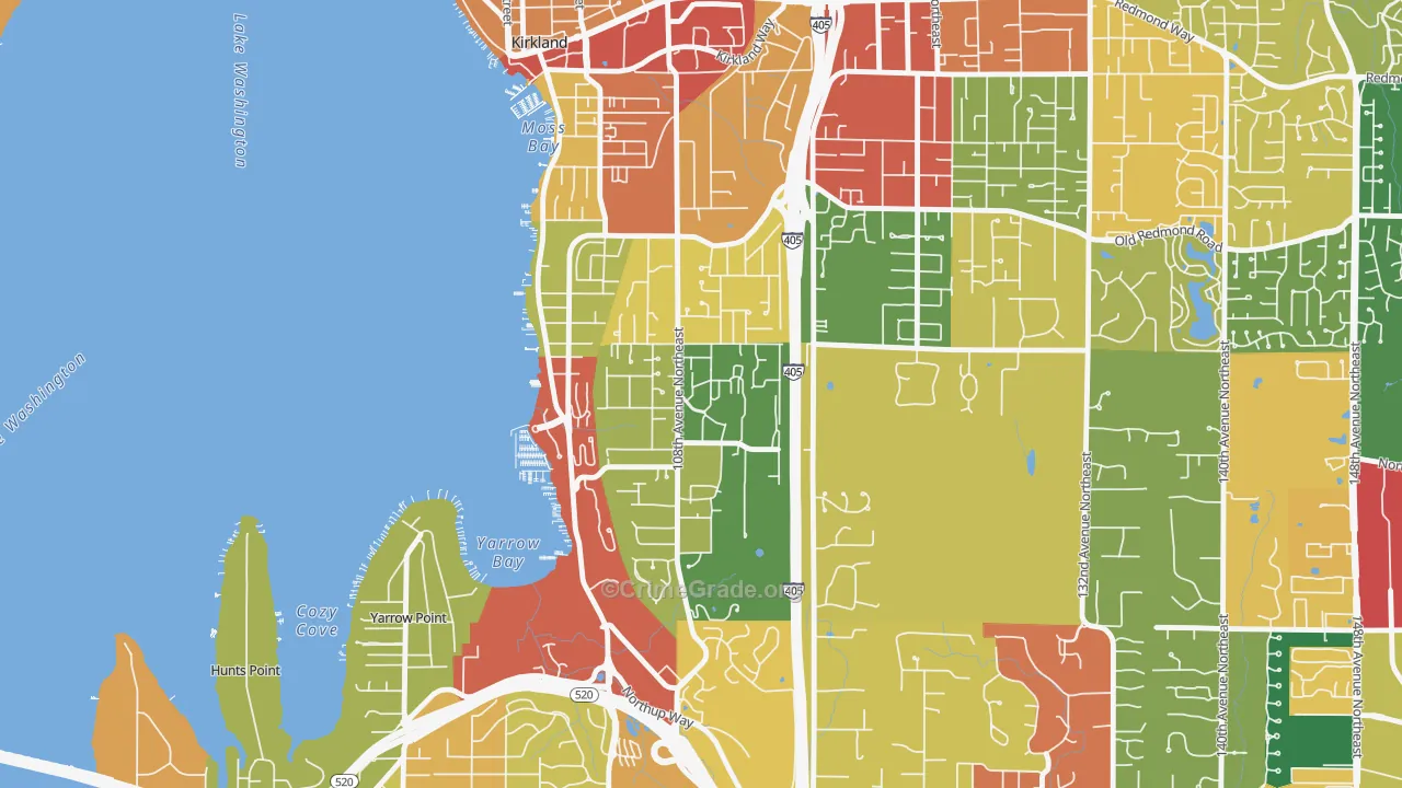 Houghton, Kirkland, WA Map of Theft Rates