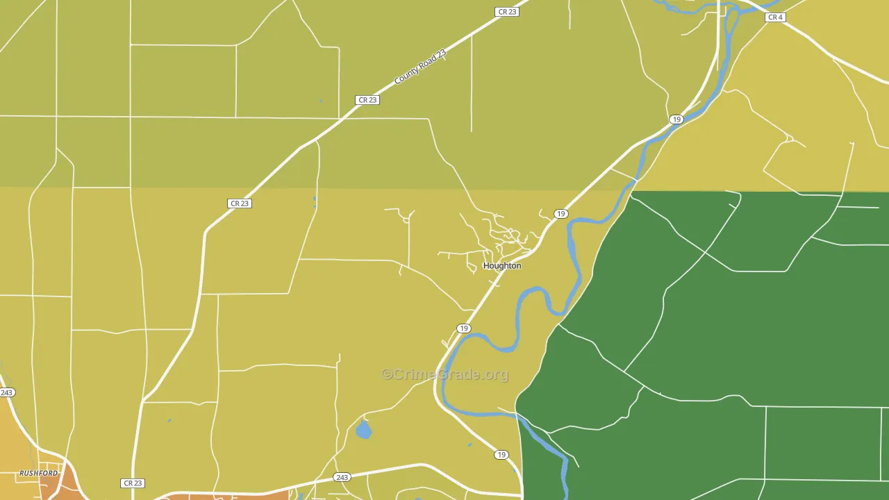 Houghton, NY Map of Theft Rates