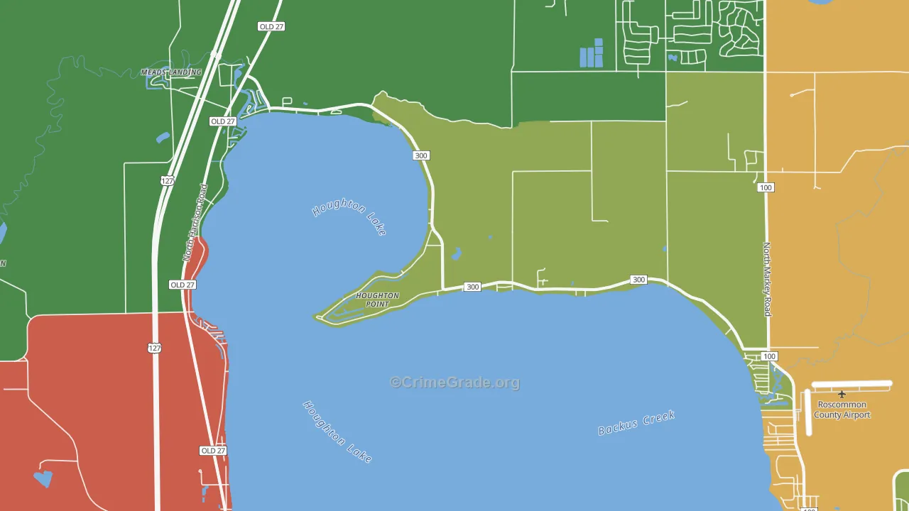 Houghton Point, MI Map of Theft Rates