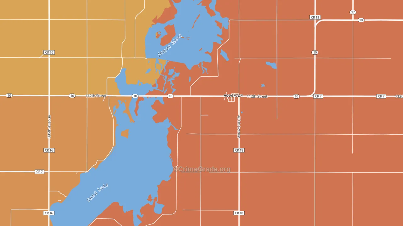 Houghton, SD Map of Theft Rates