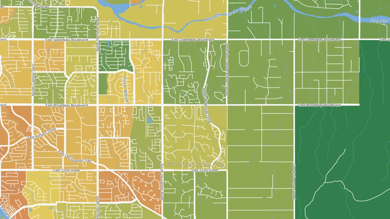 Houghton, Tucson, AZ Map of Theft Rates