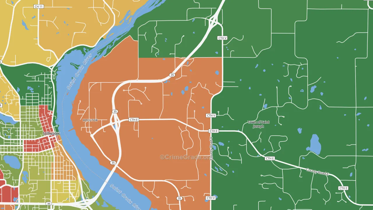 Houlton, WI Map of Theft Rates