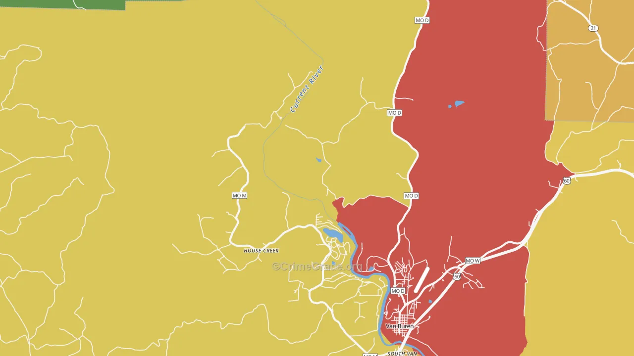 House Creek, MO Map of Theft Rates