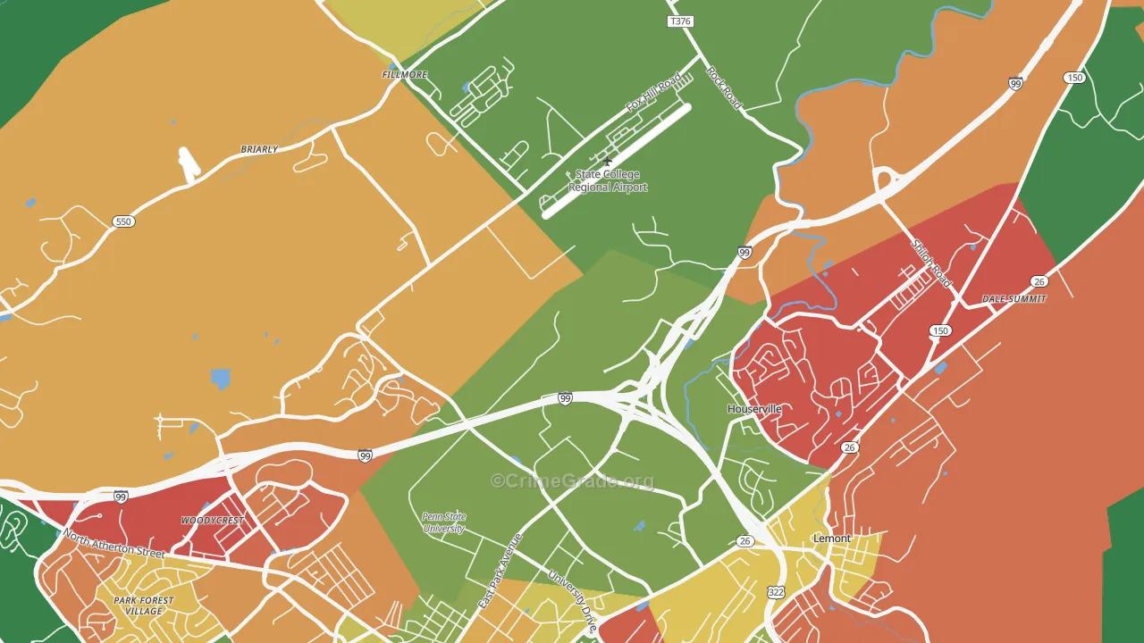 Houserville, PA Map of Theft Rates