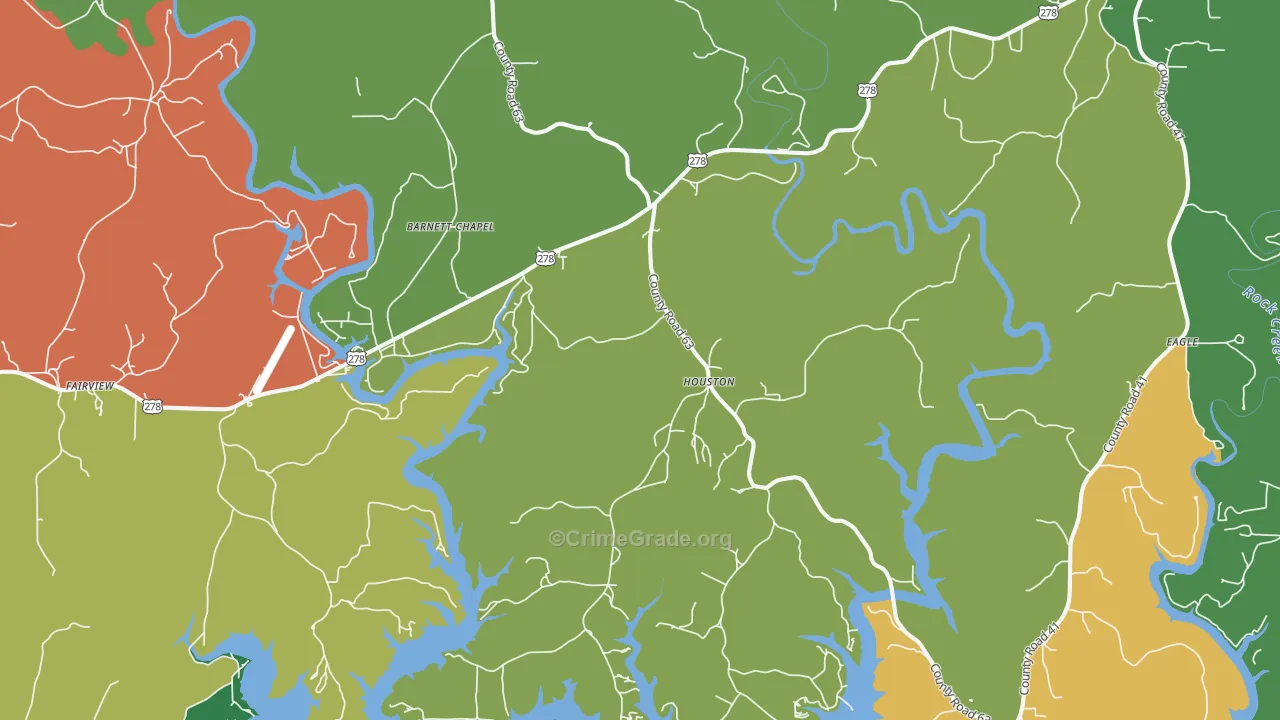 Houston, AL Map of Theft Rates