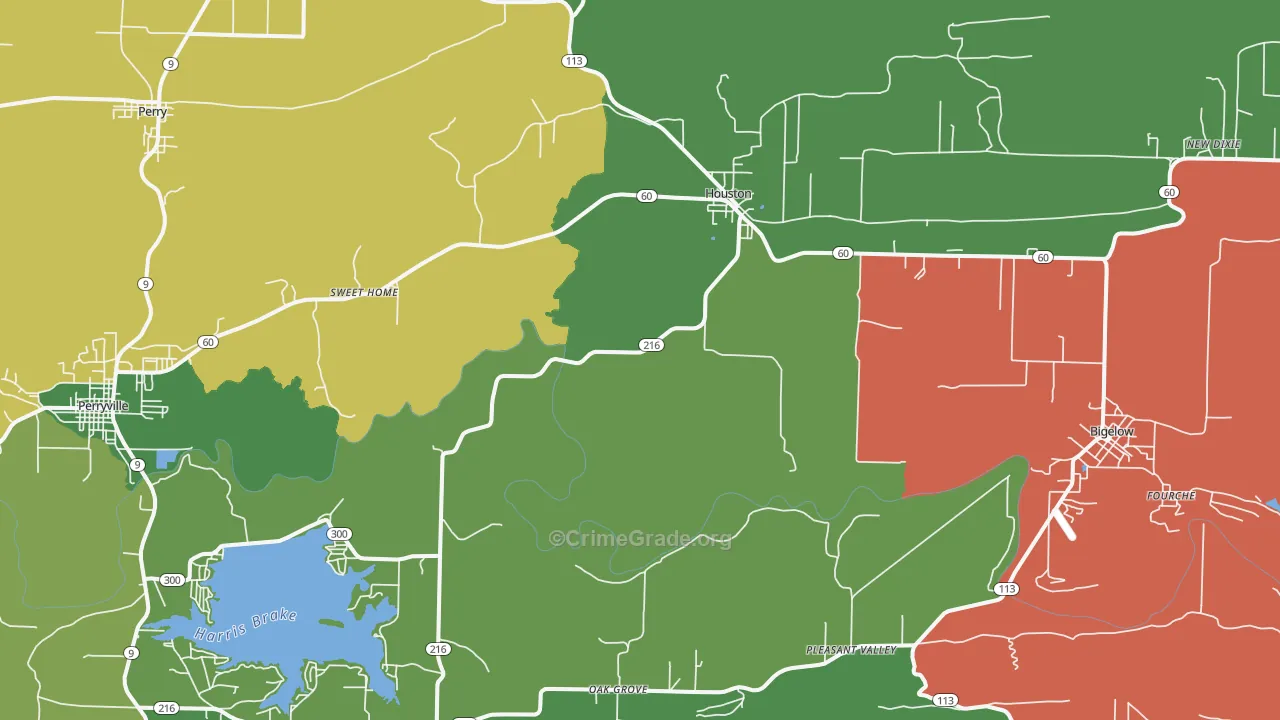 Houston, AR Map of Theft Rates