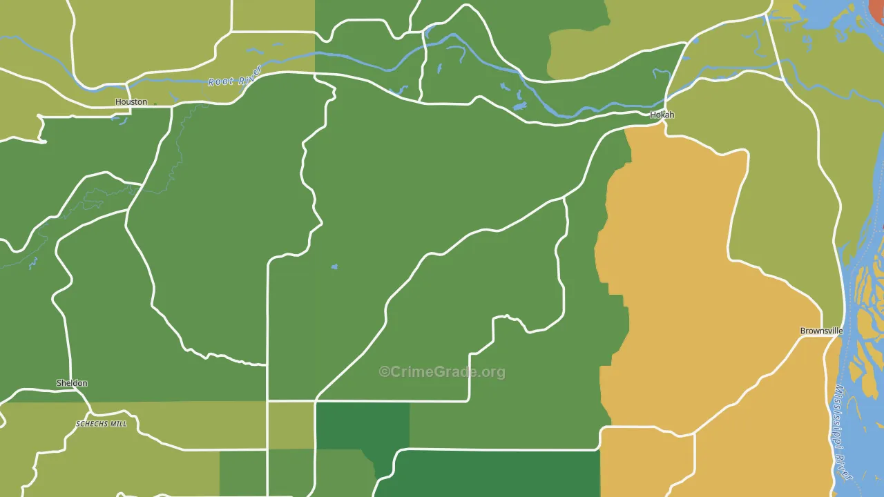 Houston County, MN Map of Theft Rates