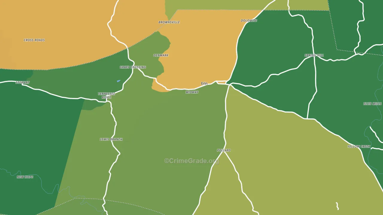 Houston County, TN Map of Theft Rates
