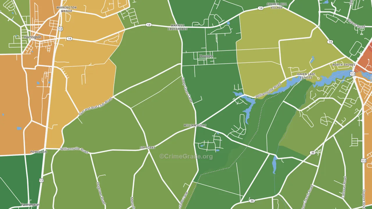 Houston, DE Map of Theft Rates