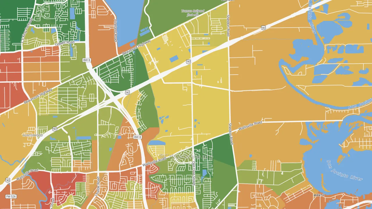 Houston Farms, Houston, TX Map of Theft Rates
