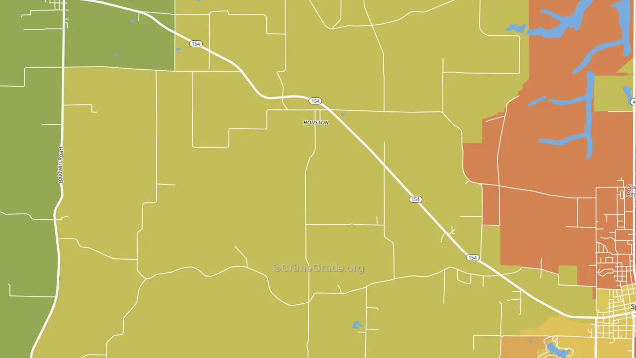 Houston, IL Map of Theft Rates
