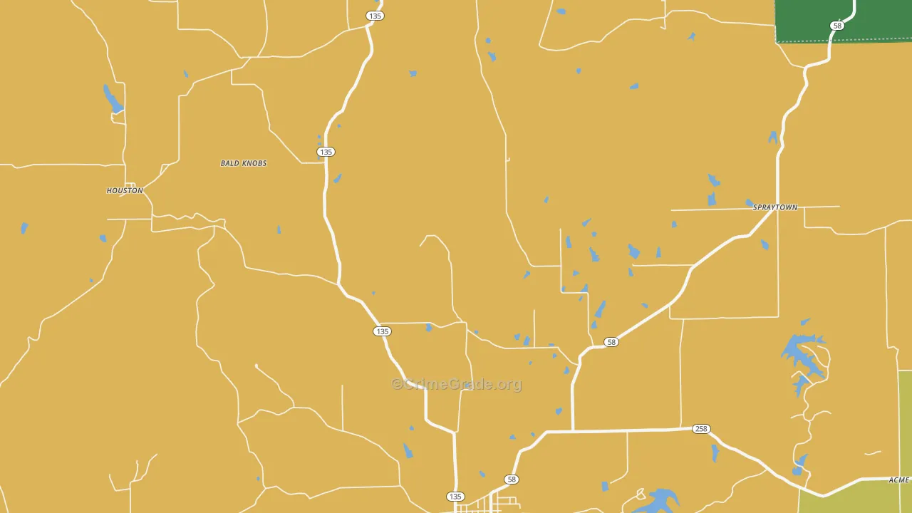 Houston, IN Map of Theft Rates