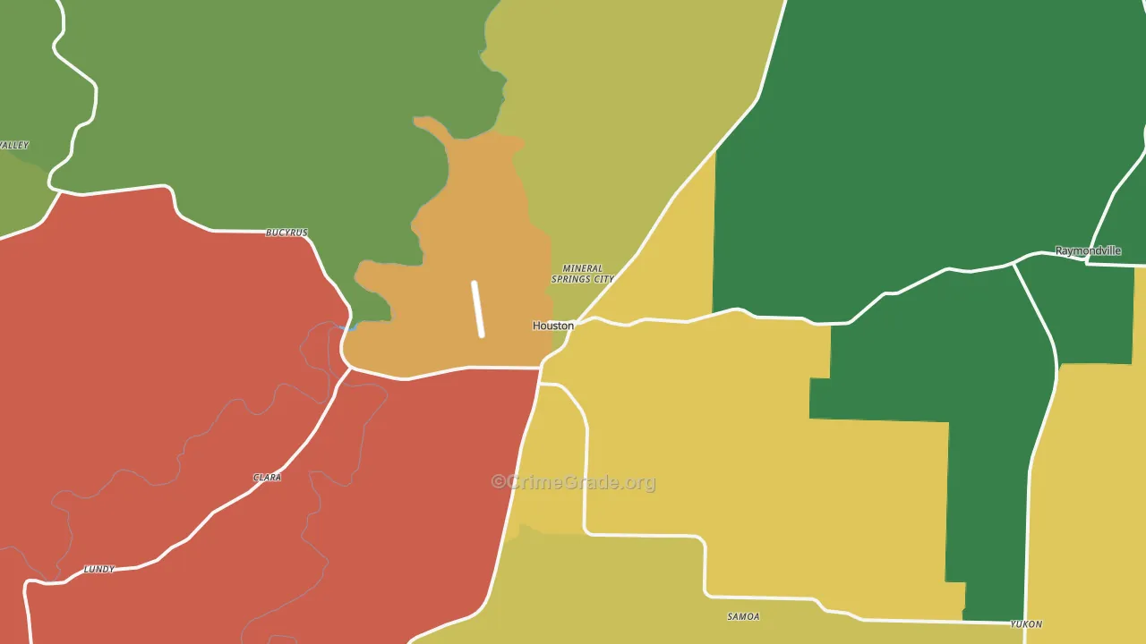 Houston, MO Map of Theft Rates