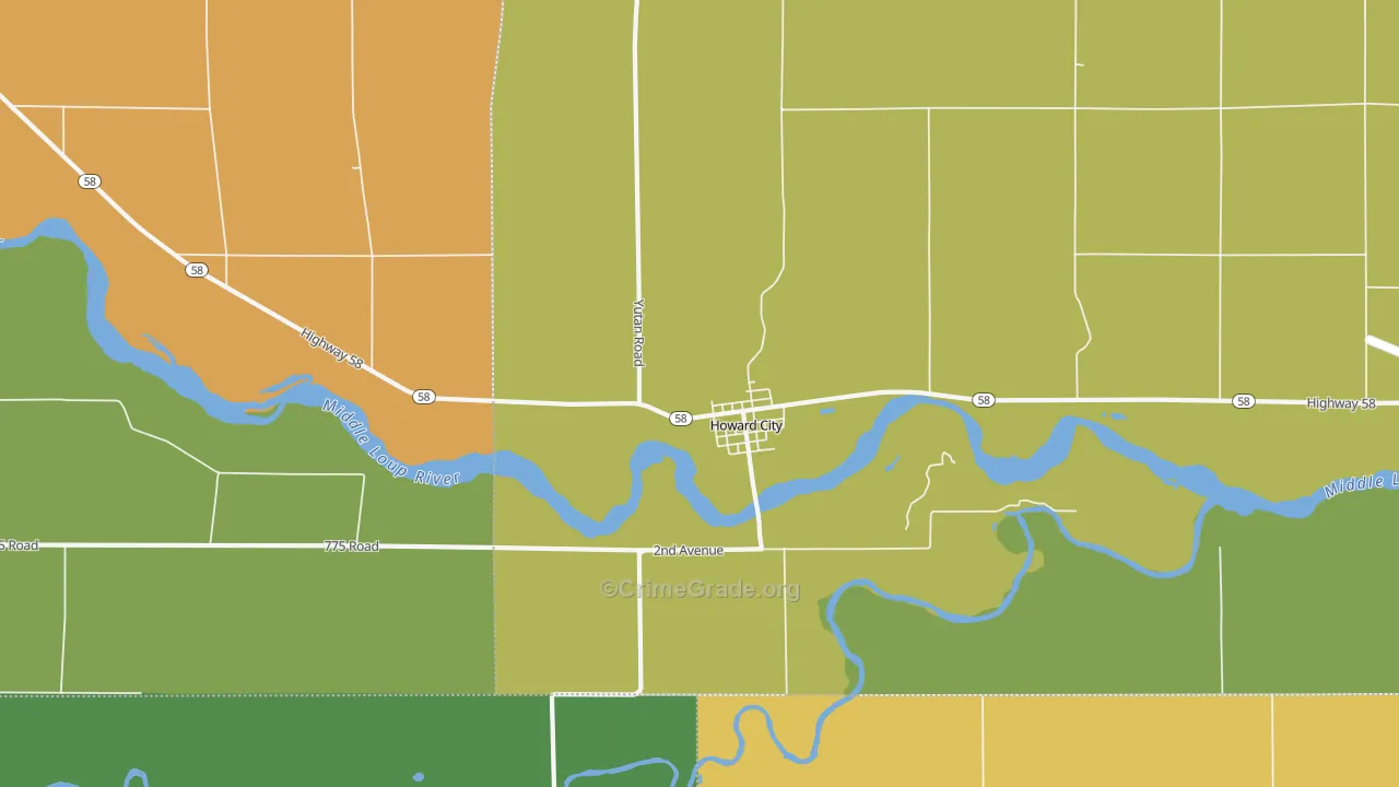 Howard City, NE Map of Theft Rates