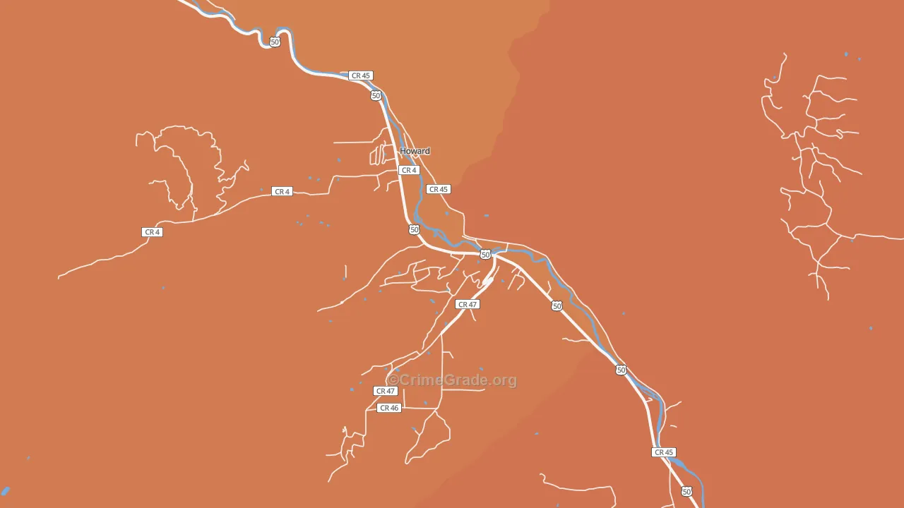 Howard, CO Map of Theft Rates