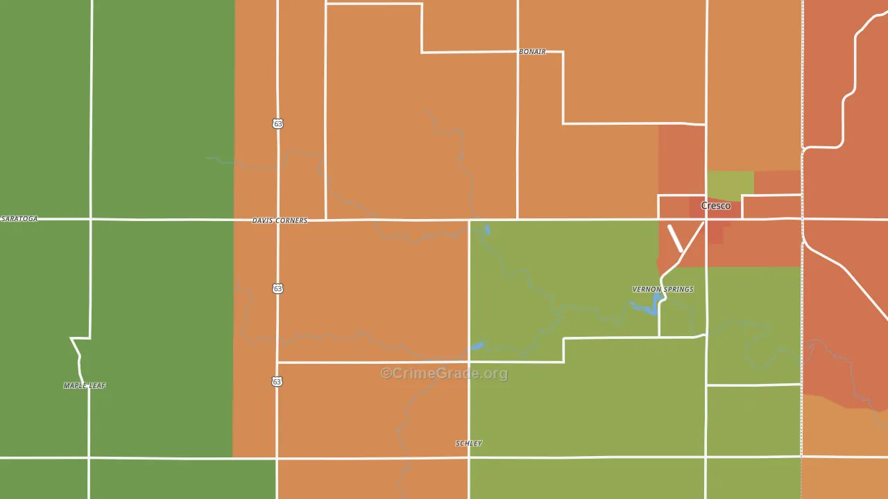 Howard County, IA Map of Theft Rates