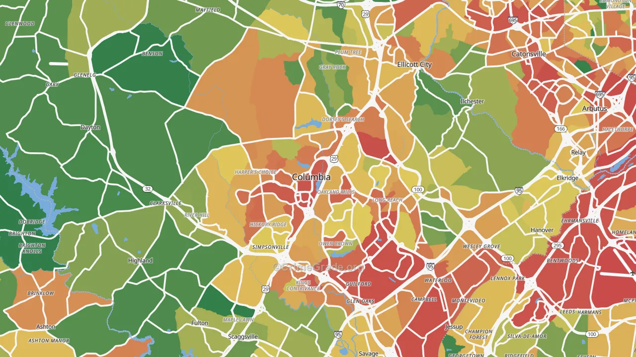 Howard County, MD Map of Theft Rates