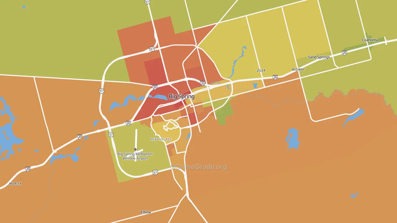Howard County, TX Map of Theft Rates