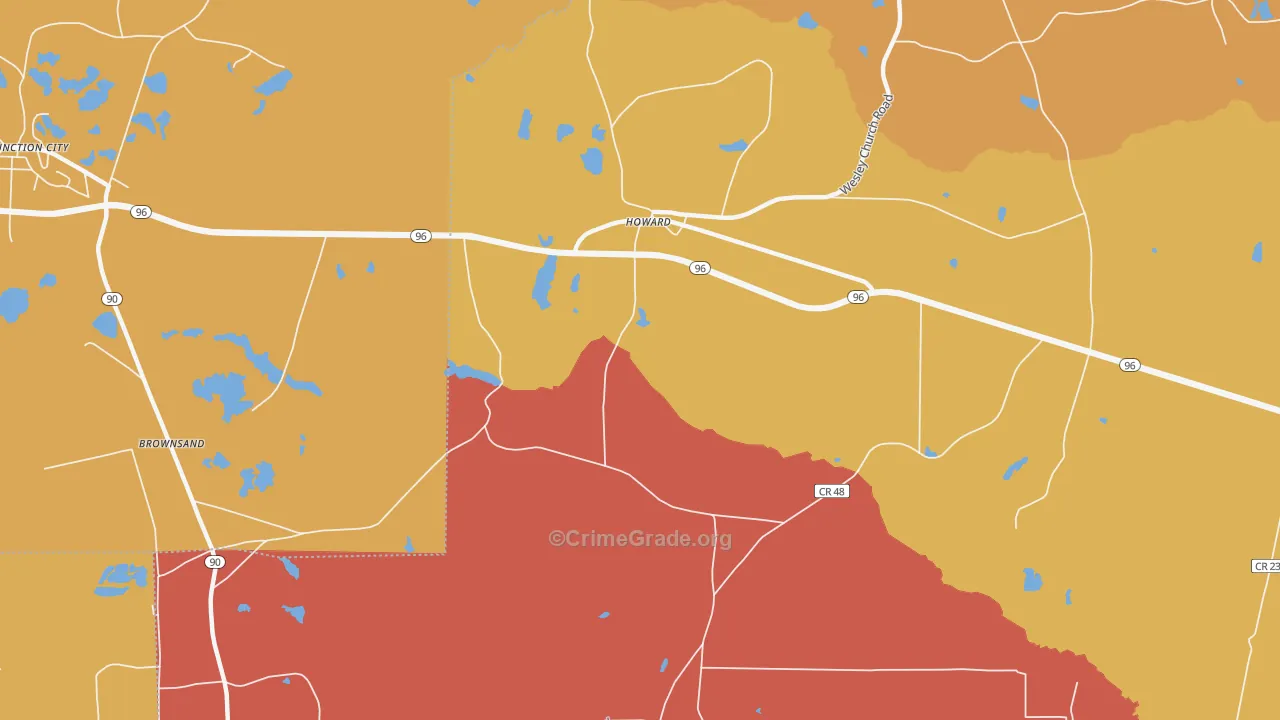 Howard, GA Map of Theft Rates