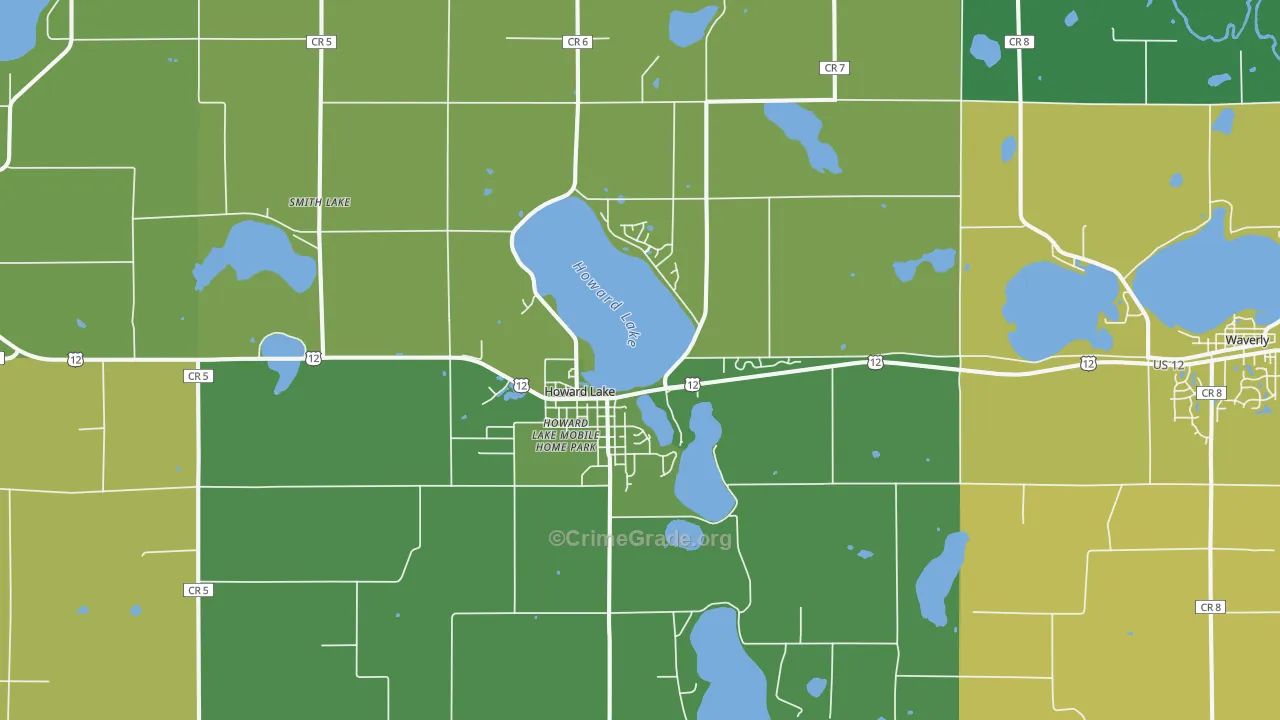 Howard Lake, MN Map of Theft Rates