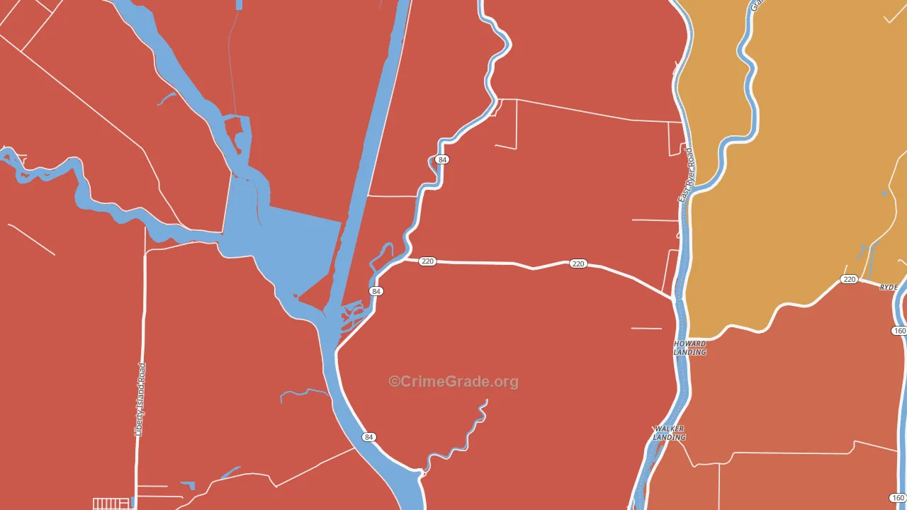 Howard Landing, CA Map of Theft Rates