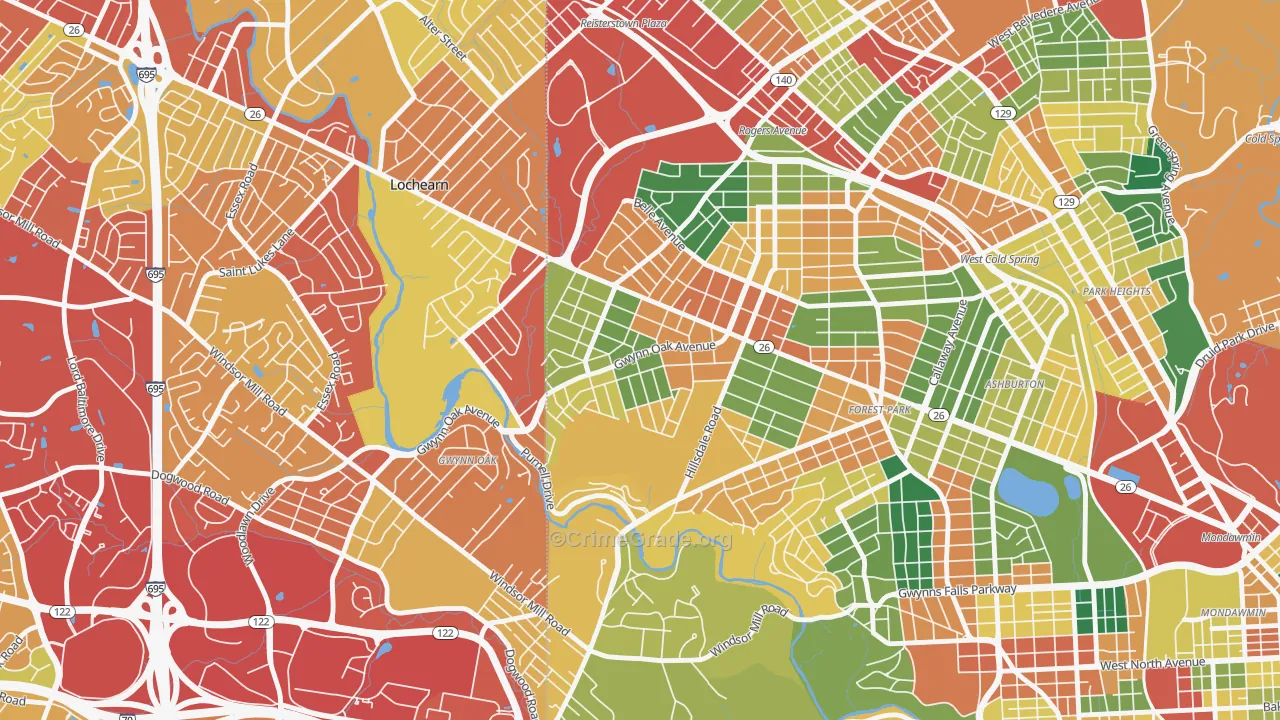 Howard Park, Gwynn Oak, MD Map of Theft Rates