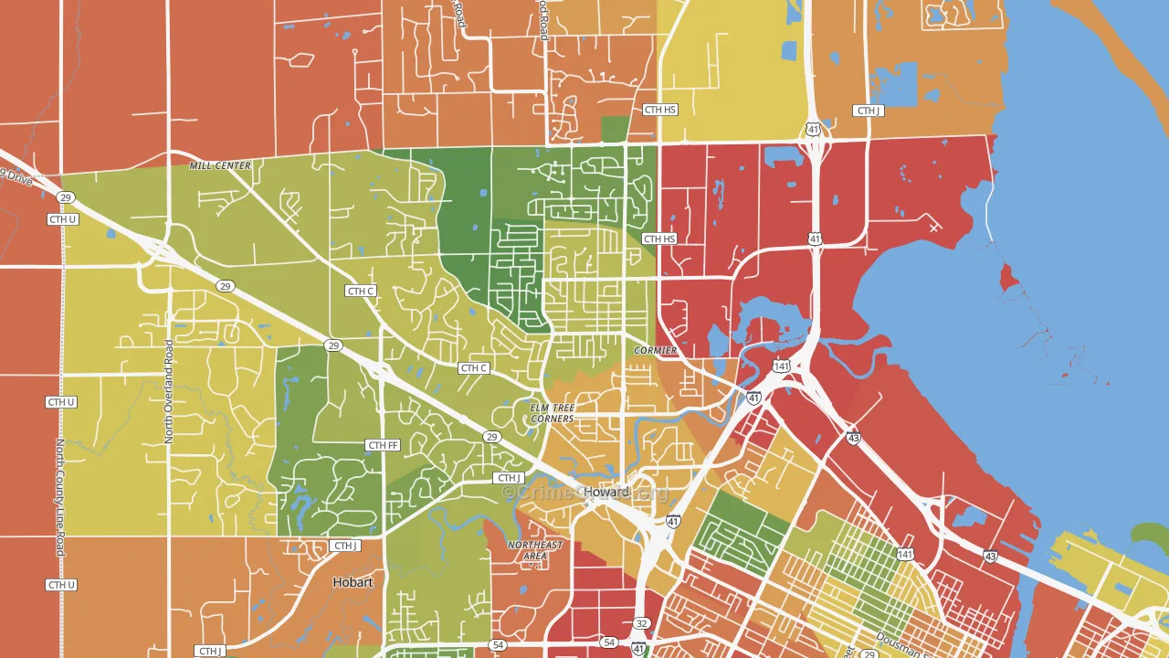 Howard, WI Map of Theft Rates