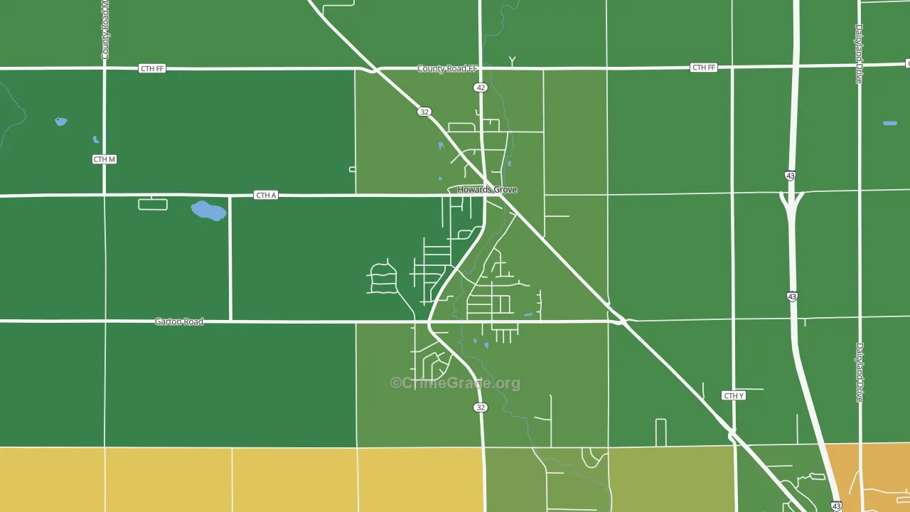 Howards Grove, WI Map of Theft Rates