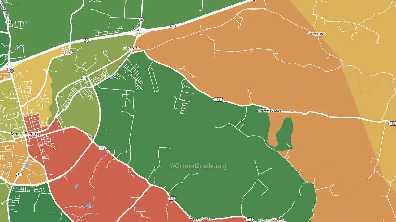 Howards Mill, KY Map of Theft Rates