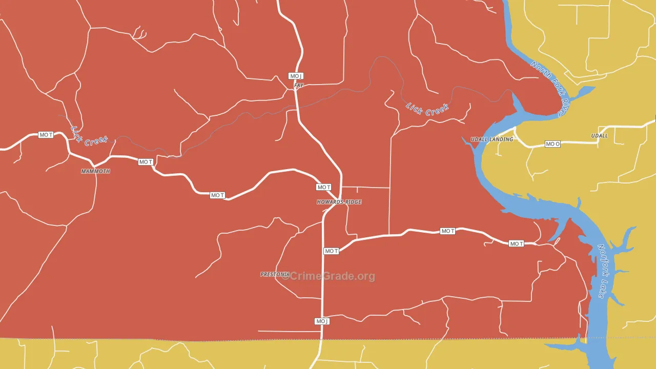 Howards Ridge, MO Map of Theft Rates