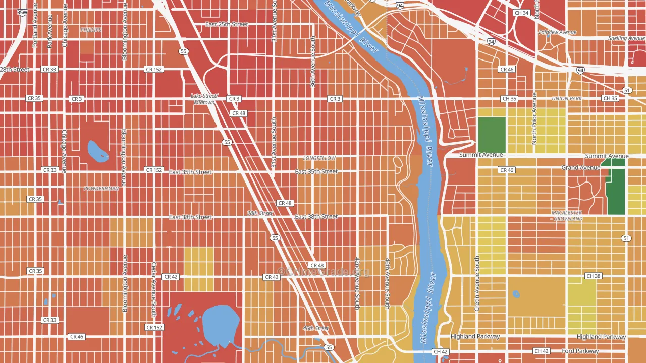 Howe, Minneapolis, MN Map of Theft Rates