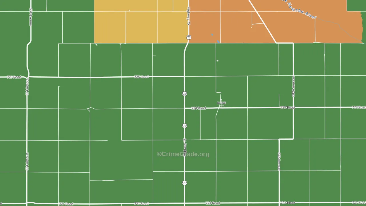 Howe, NE Map of Theft Rates