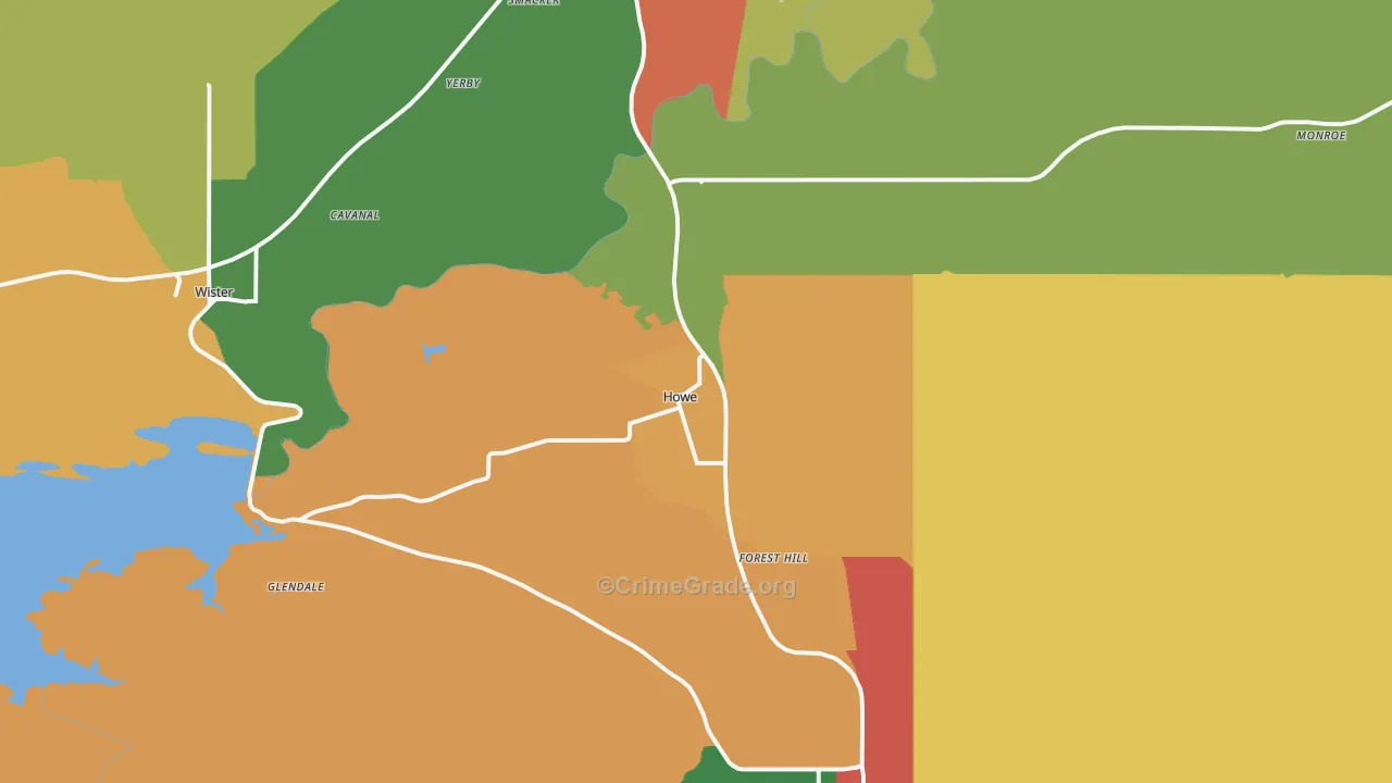 Howe, OK Map of Theft Rates