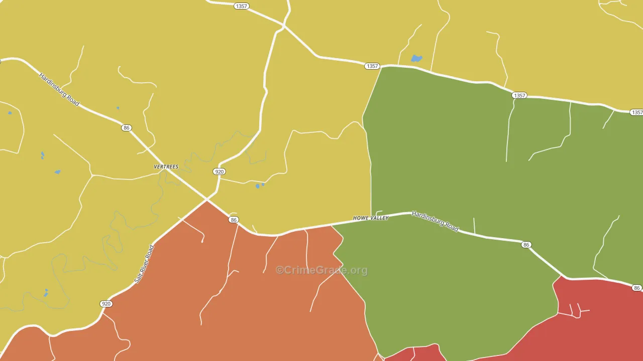 Howe Valley, KY Map of Theft Rates