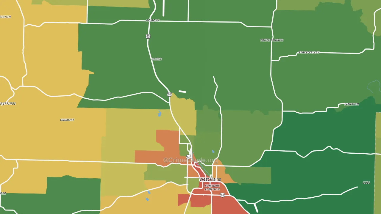Howell County, MO Map of Theft Rates