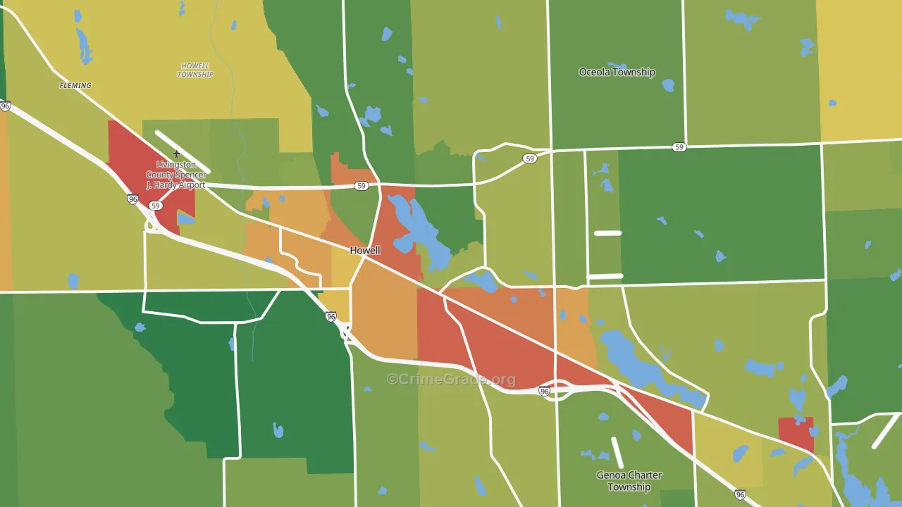 Howell, MI Map of Theft Rates