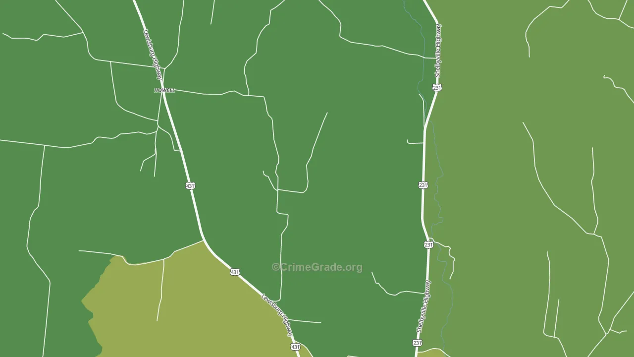 Howell, TN Map of Theft Rates