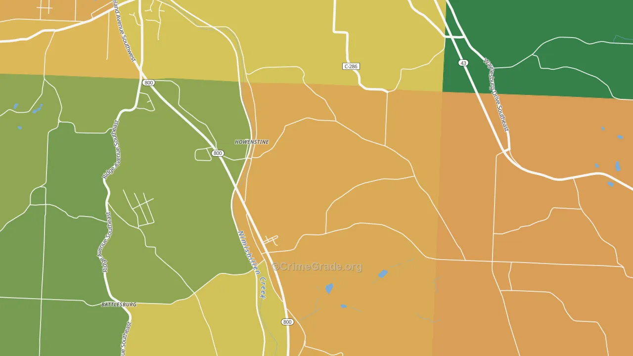 Howenstine, OH Map of Theft Rates
