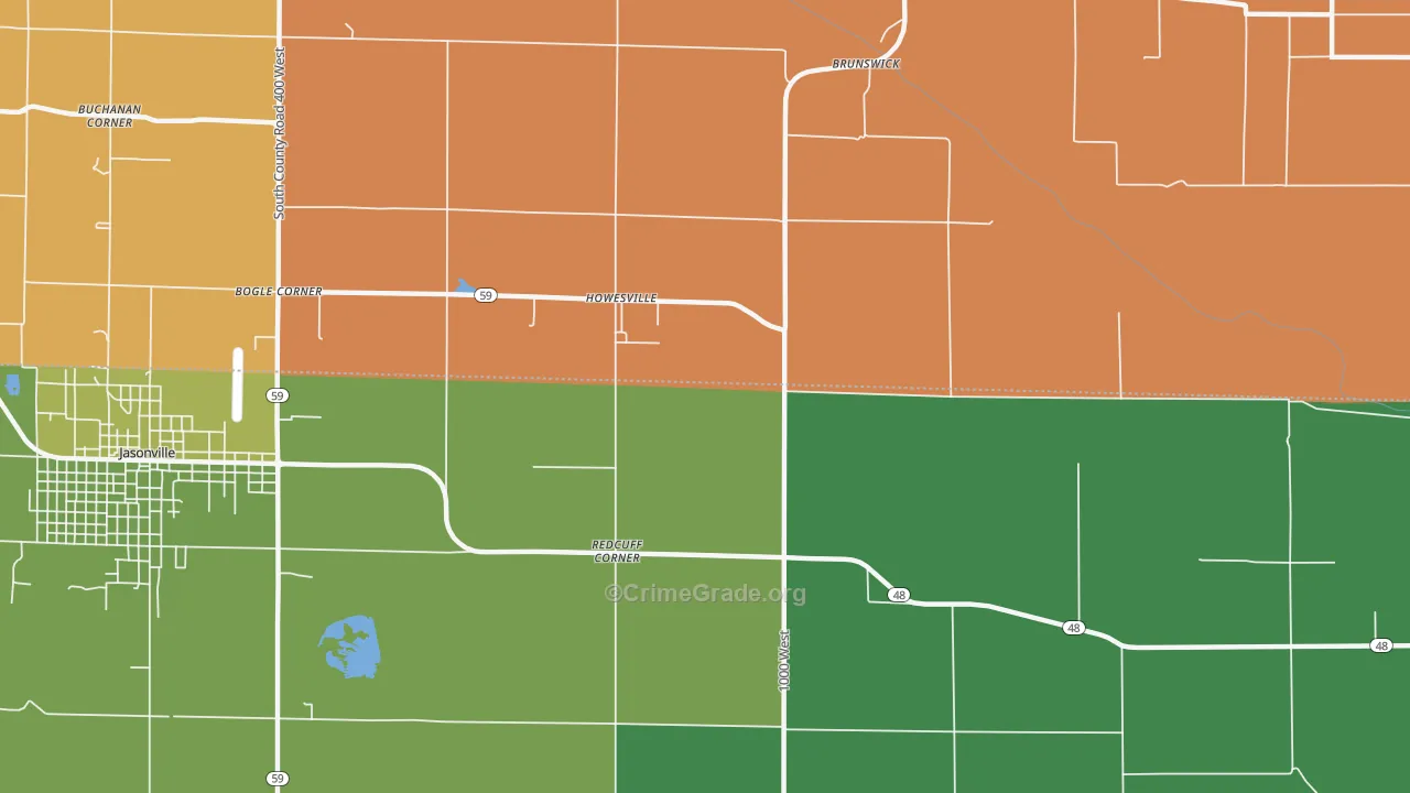 Howesville, IN Map of Theft Rates