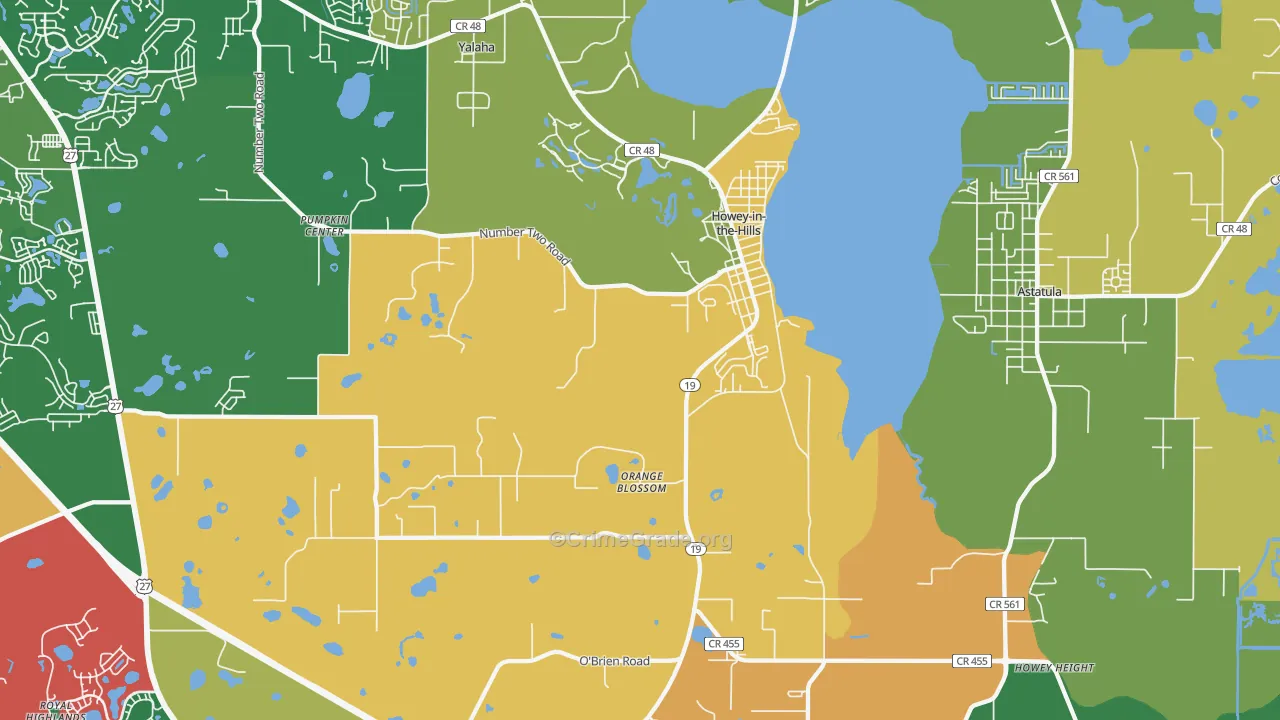 Howey-in-the-Hills, FL Map of Theft Rates