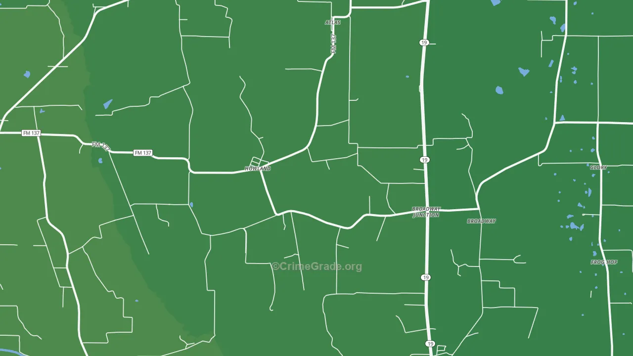Howland, TX Map of Theft Rates
