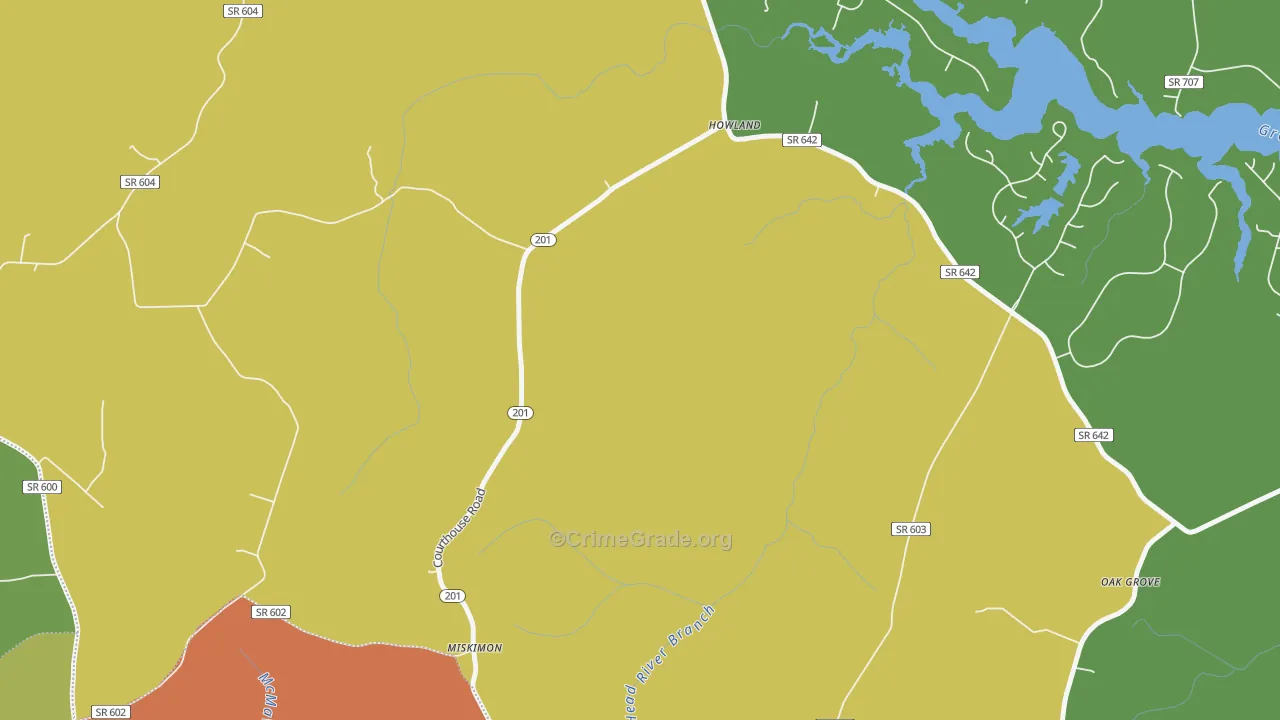 Howland, VA Map of Theft Rates