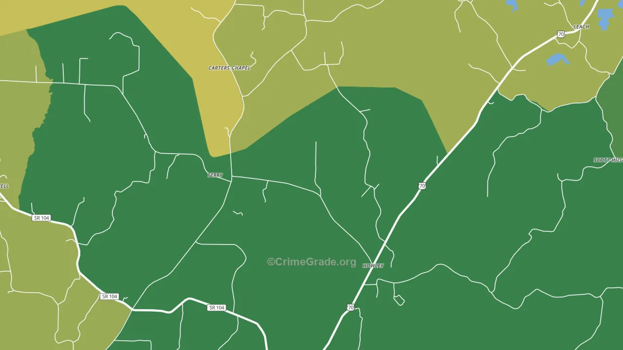 Howley, TN Map of Theft Rates