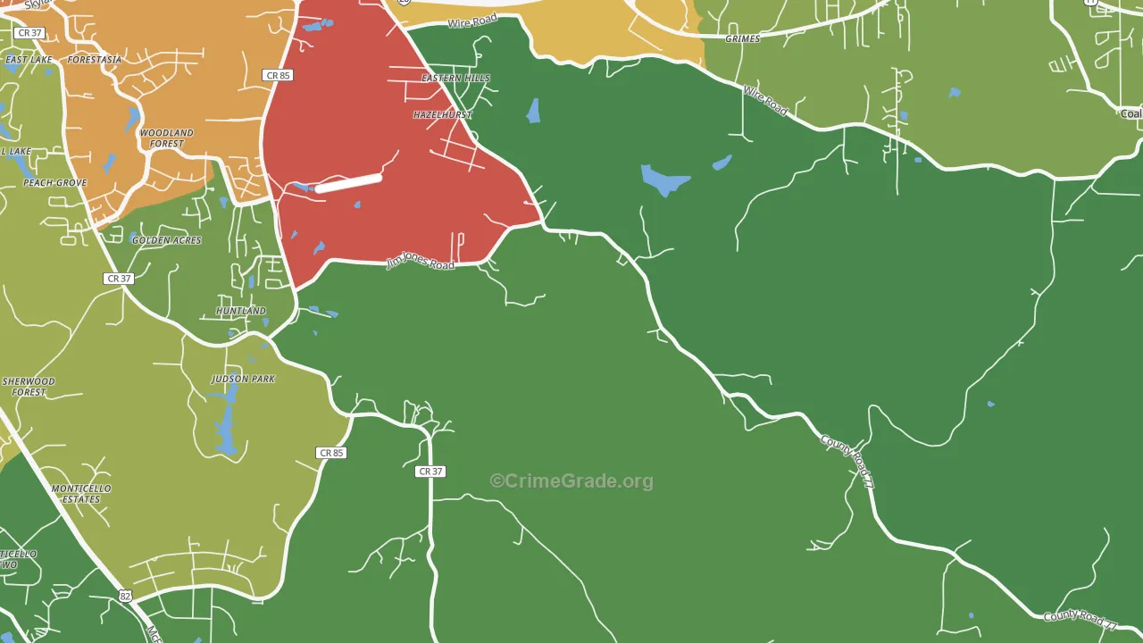 Howton, AL Map of Theft Rates