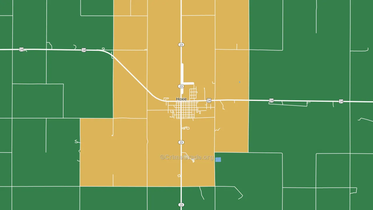 Hoxie, KS Map of Theft Rates