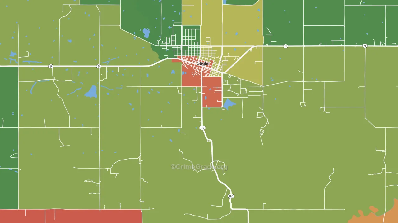 Hoyt, OK Map of Theft Rates