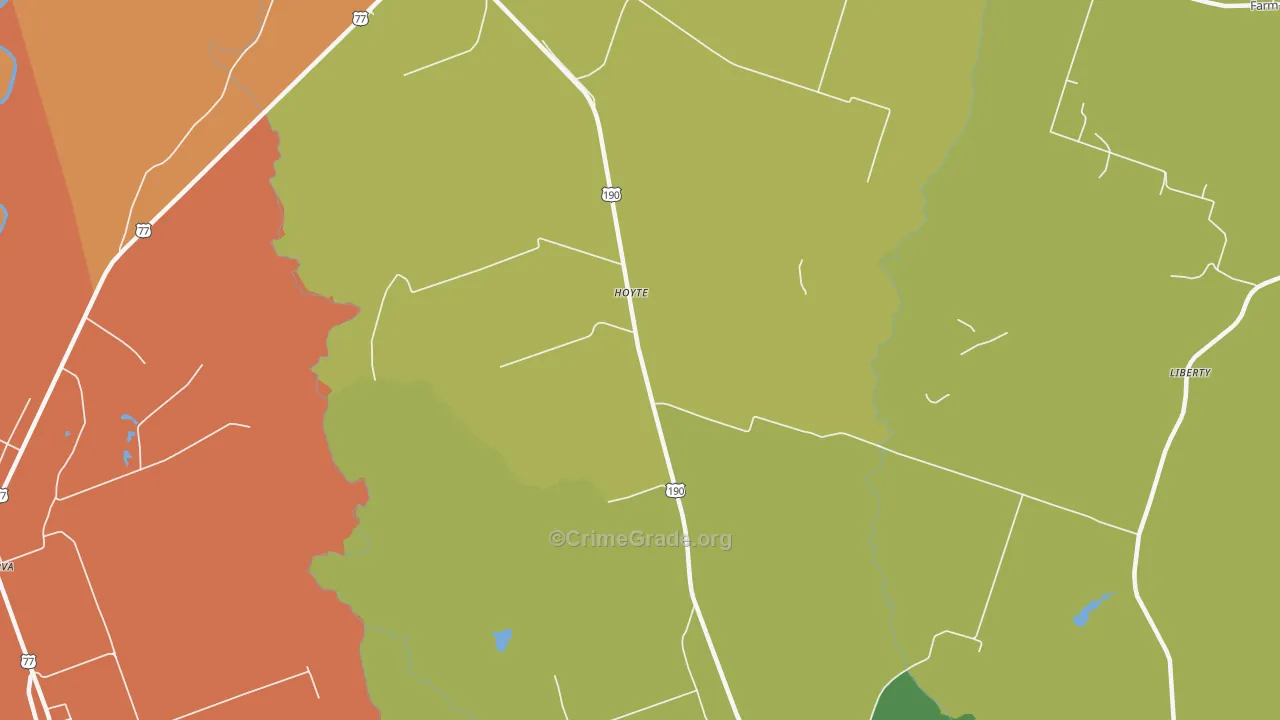 Hoyte, TX Map of Theft Rates